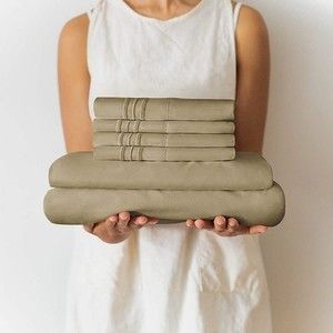 King size 6 Piece Sheet Set color tan beige